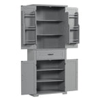 Armadietto alto con ante e cassetto, grigio / nero / bianco, 1 unità