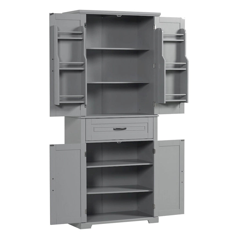 Armadietto alto con ante e cassetto, grigio / nero / bianco, 1 unità