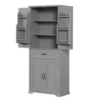 Armadietto alto con ante e cassetto, grigio / nero / bianco, 1 unità