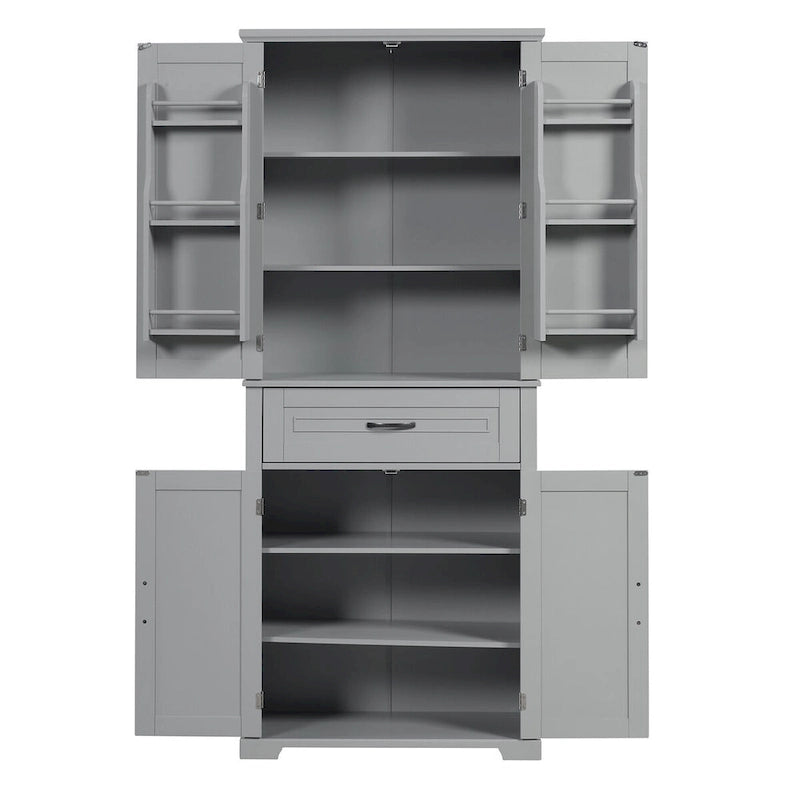 Armadietto alto con ante e cassetto, grigio / nero / bianco, 1 unità