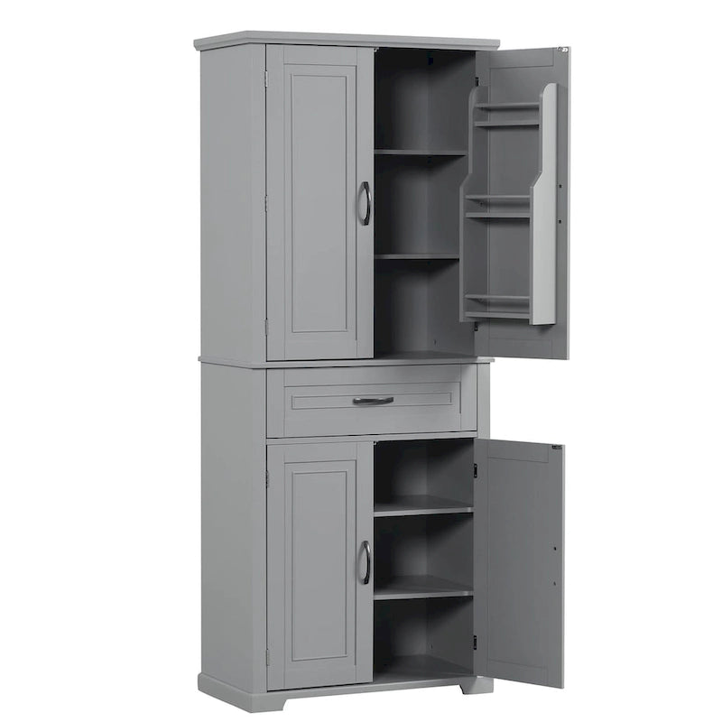Armadietto alto con ante e cassetto, grigio / nero / bianco, 1 unità