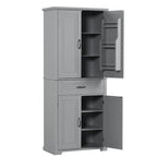 Armadietto alto con ante e cassetto, grigio / nero / bianco, 1 unità