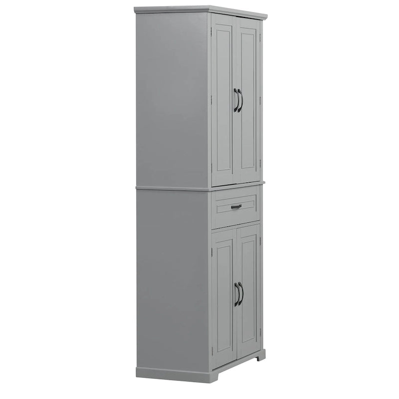Armadietto alto con ante e cassetto, grigio / nero / bianco, 1 unità