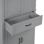 Armadietto alto con ante e cassetto, grigio / nero / bianco, 1 unità