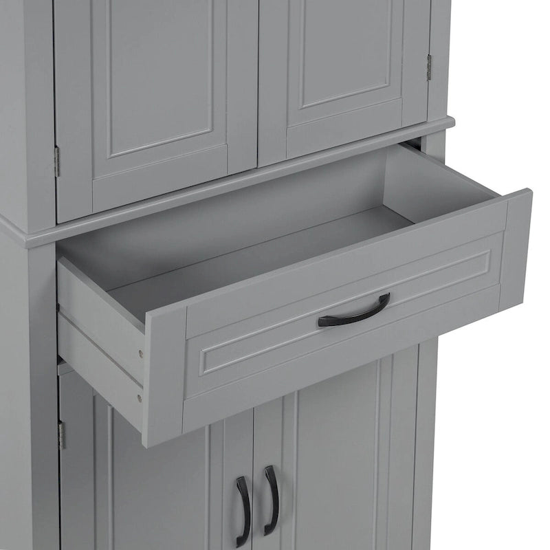 Armadietto alto con ante e cassetto, grigio / nero / bianco, 1 unità