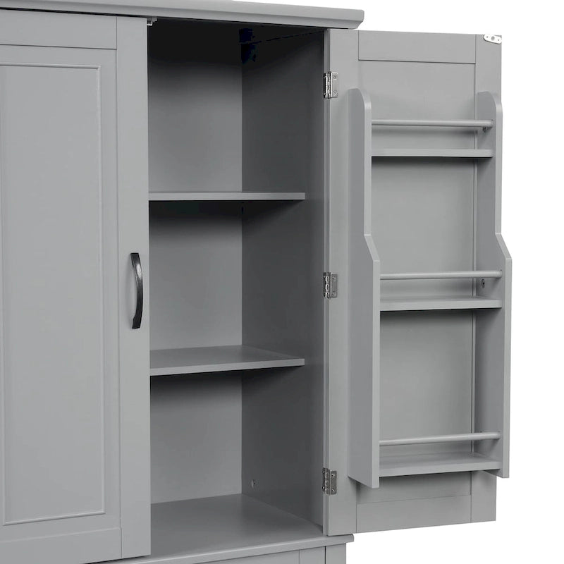 Armadietto alto con ante e cassetto, grigio / nero / bianco, 1 unità