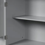 Armadietto alto con ante e cassetto, grigio / nero / bianco, 1 unità