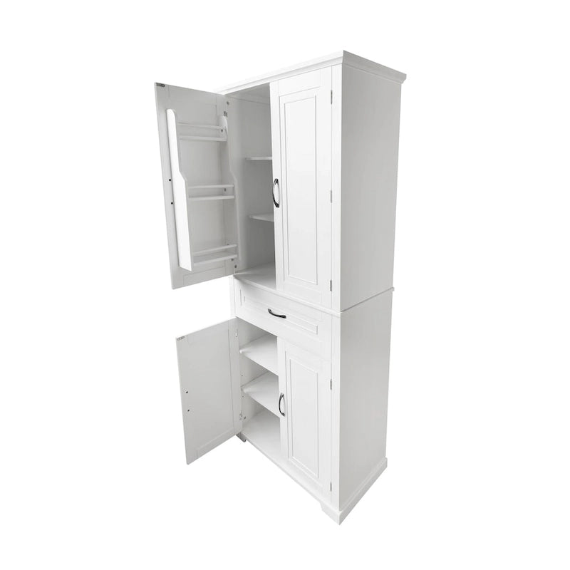 Armadietto alto con ante e cassetto, grigio / nero / bianco, 1 unità