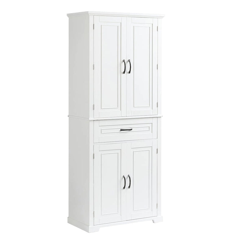 Armadietto alto con ante e cassetto, grigio / nero / bianco, 1 unità
