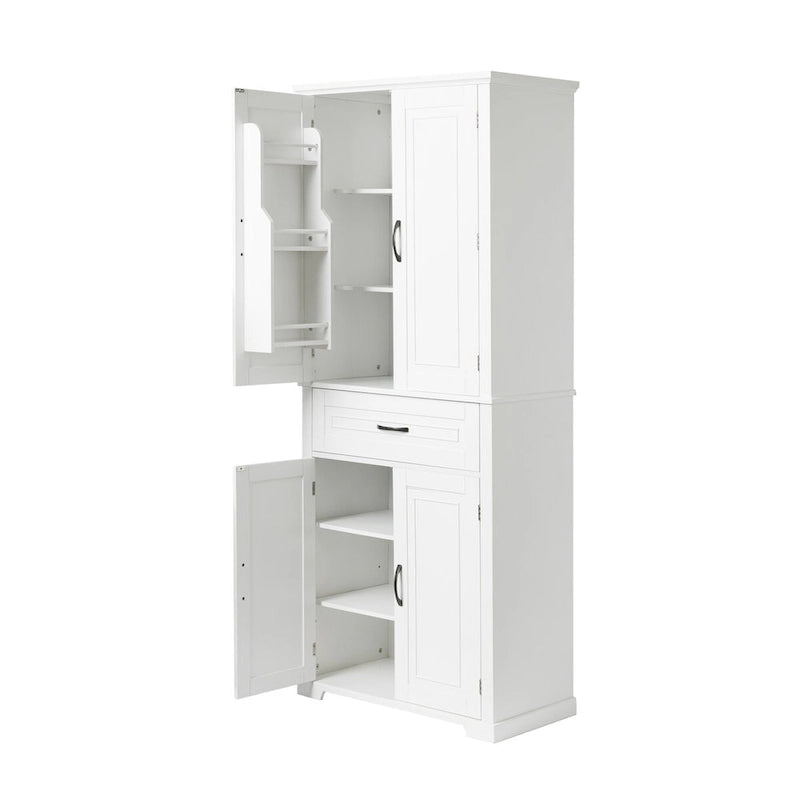 Armadietto alto con ante e cassetto, grigio / nero / bianco, 1 unità