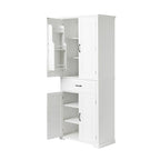 Armadietto alto con ante e cassetto, grigio / nero / bianco, 1 unità