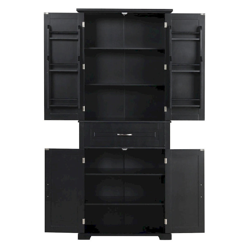 Armadietto alto con ante e cassetto, grigio / nero / bianco, 1 unità