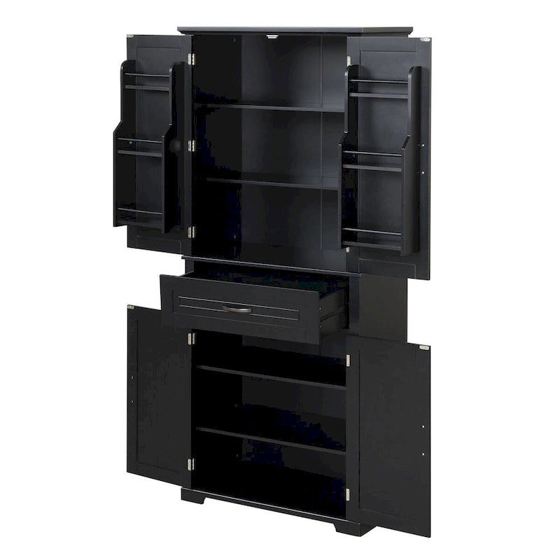 Armadietto alto con ante e cassetto, grigio / nero / bianco, 1 unità