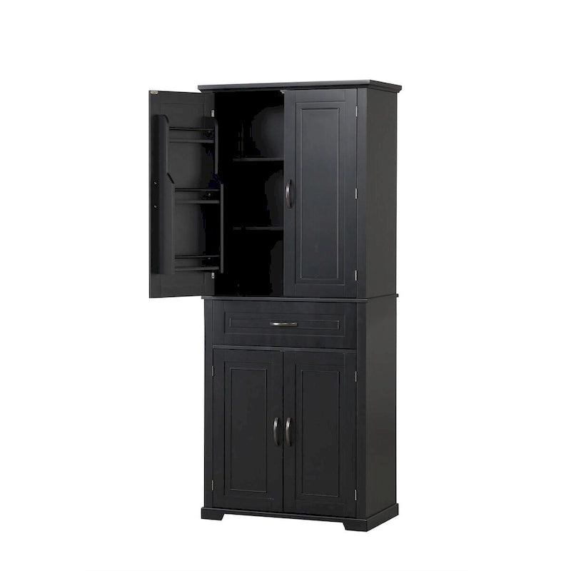 Armadietto alto con ante e cassetto, grigio / nero / bianco, 1 unità