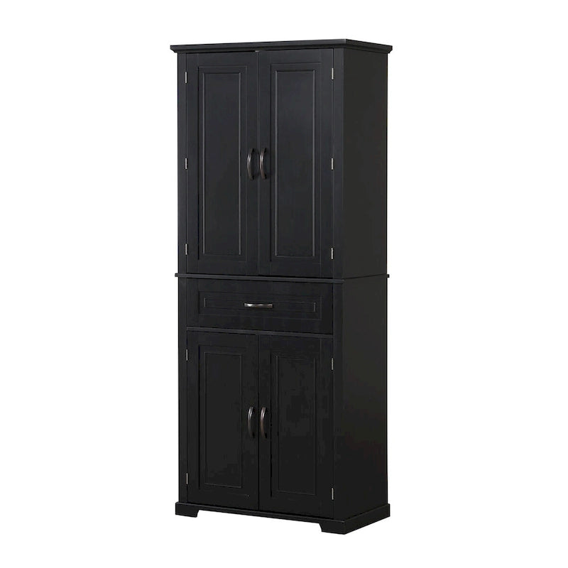 Armadietto alto con ante e cassetto, grigio / nero / bianco, 1 unità