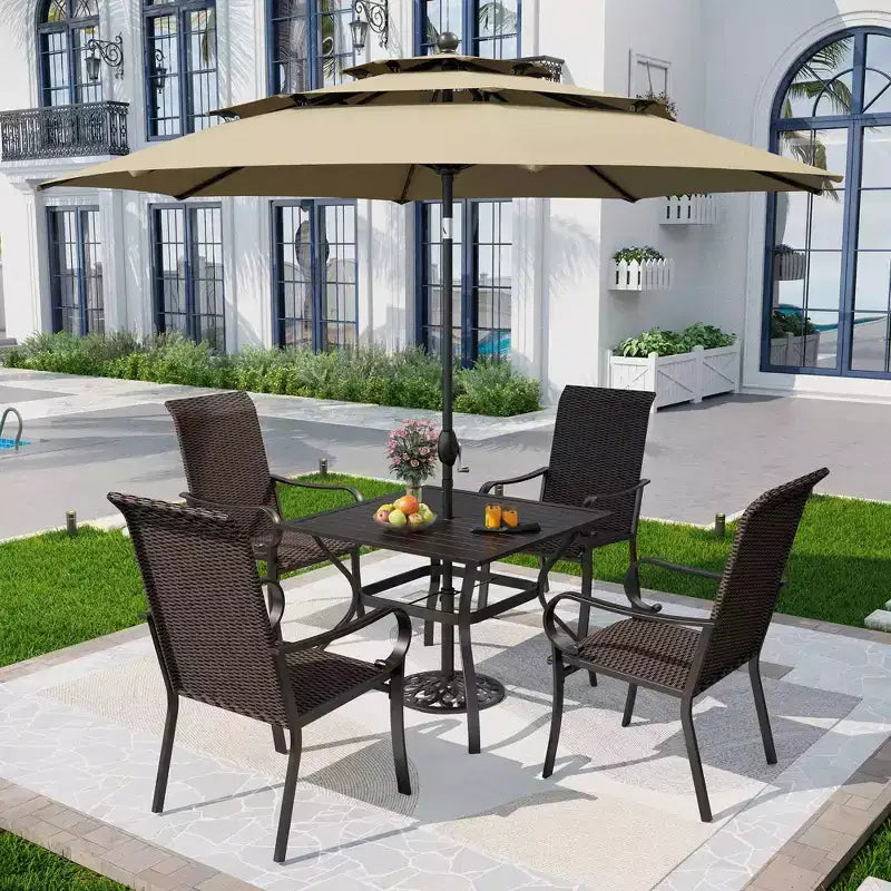 Tavolo da pranzo quadrato in acciaio per esterni - Captiva Designs: Resistente all'acqua