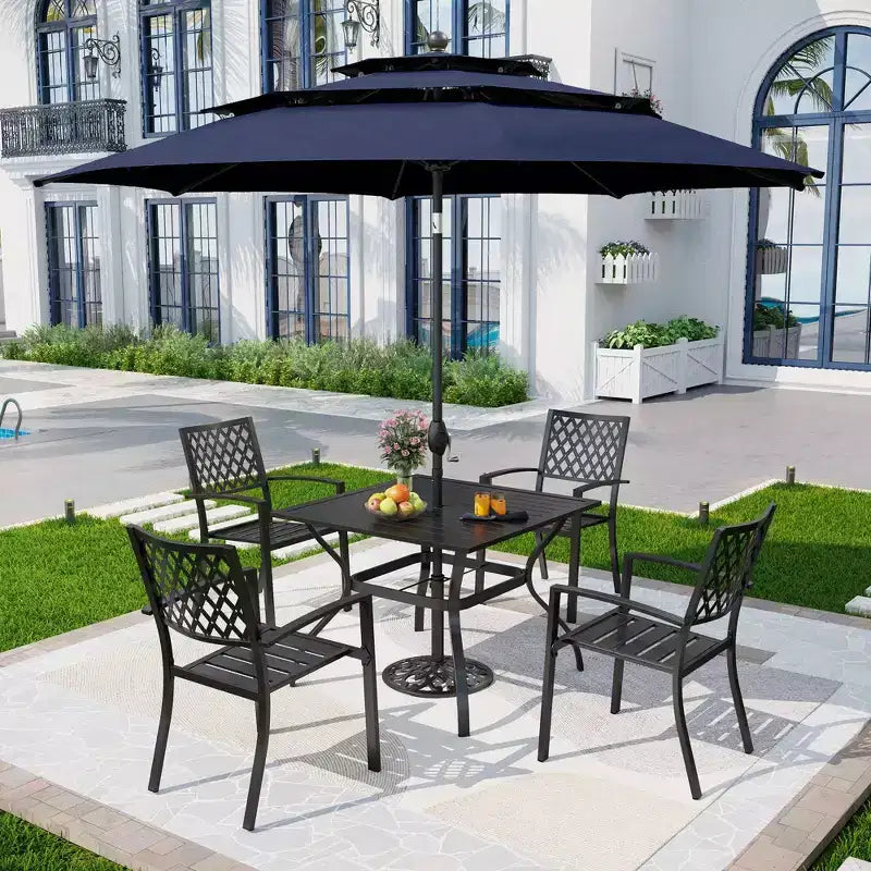 Tavolo da pranzo quadrato in acciaio per esterni - Captiva Designs: Resistente all'acqua