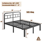 Struttura Letto in Metallo Nero con Testiera — Twin / Twin XL / King / Cal King
