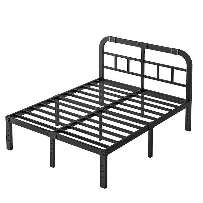 Struttura Letto in Metallo Nero con Testiera — Twin / Twin XL / King / Cal King