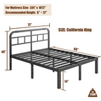 Struttura Letto in Metallo Nero con Testiera — Twin / Twin XL / King / Cal King