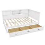 Divano Letto ad Angolo a L Bianco con Contenitore, LED e USB, Singolo/Matrimoniale