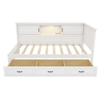 Divano Letto ad Angolo a L Bianco con Contenitore, LED e USB, Singolo/Matrimoniale