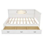 Divano Letto ad Angolo a L Bianco con Contenitore, LED e USB, Singolo/Matrimoniale