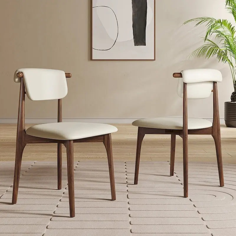 Set di 2 sedie da pranzo in similpelle beige, altezza standard