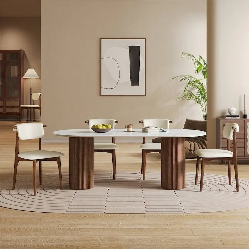 Set di 2 sedie da pranzo in similpelle beige, altezza standard